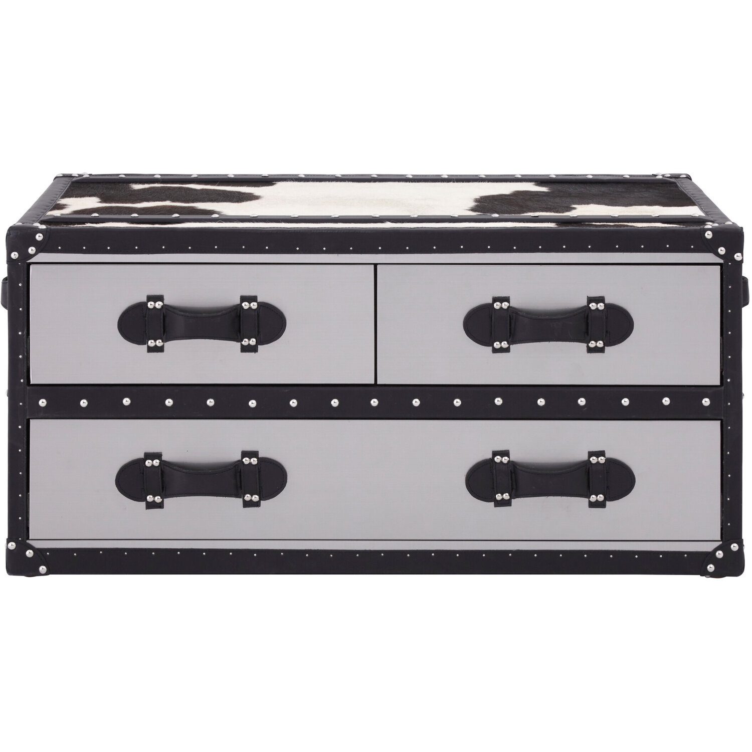 Kensington Townhouse Black And White Genuine Cowhide Coffee Table - Black
