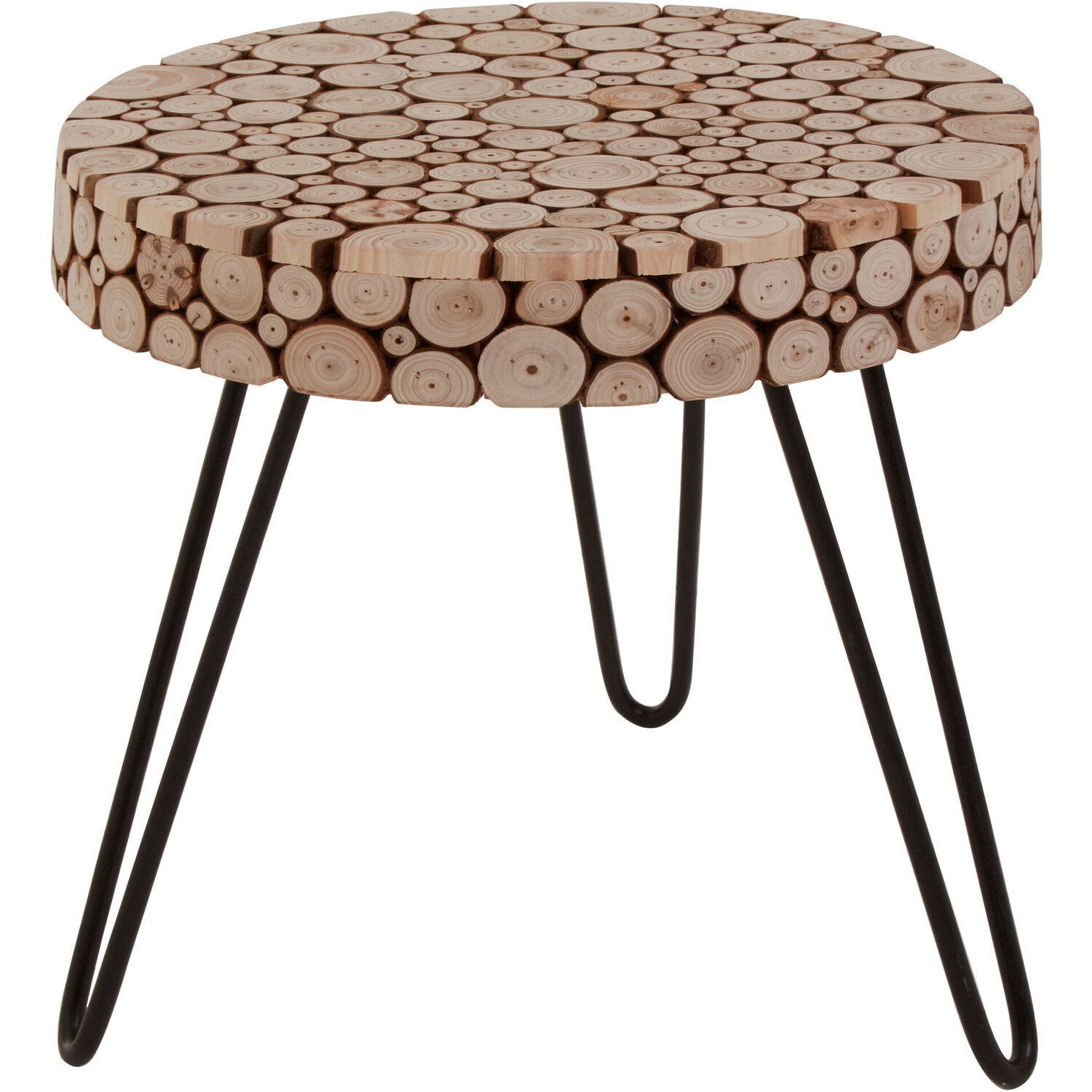 Lacuna Fir Wood Round Side Table - Black