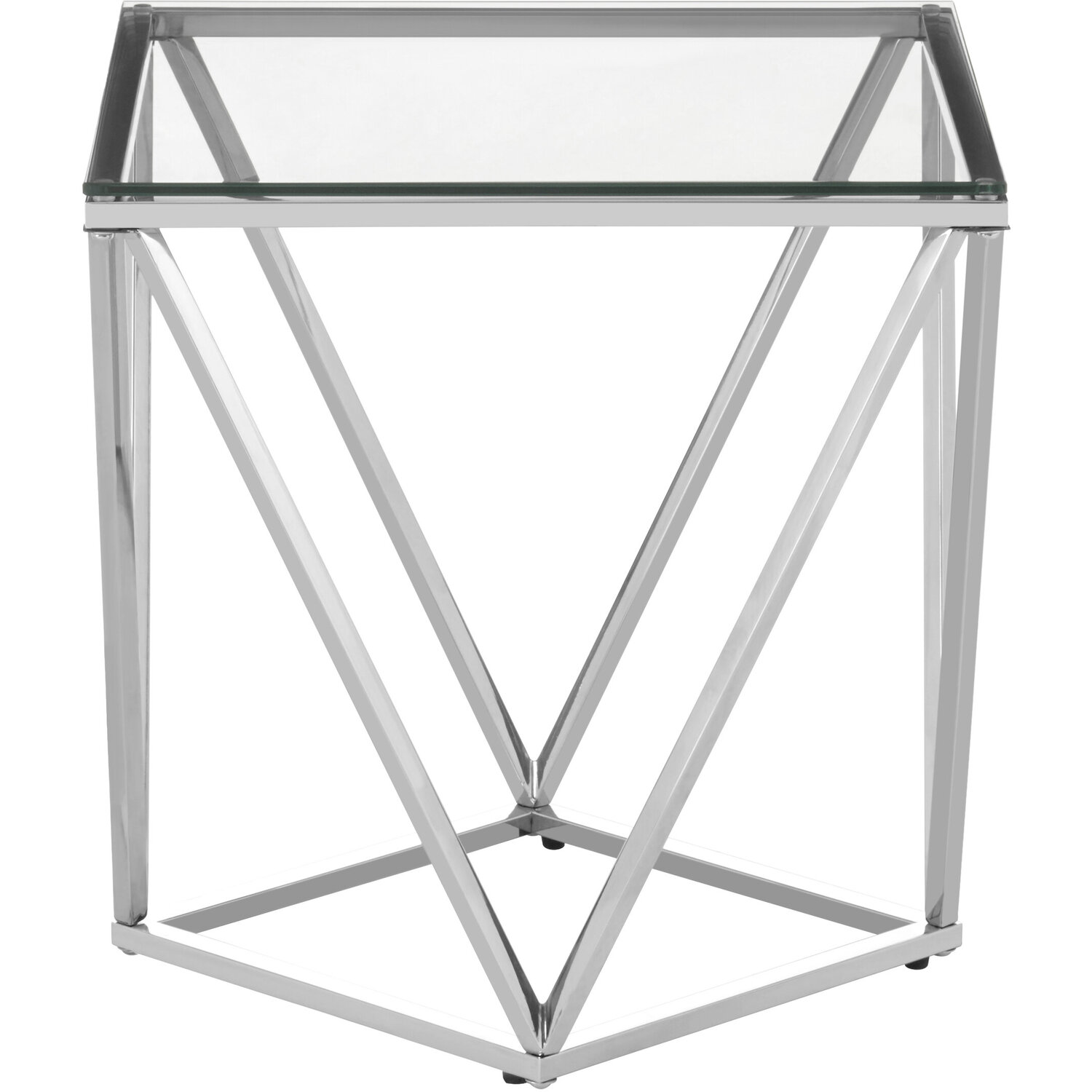 Allure Small Inverted Prism End Table - Silver