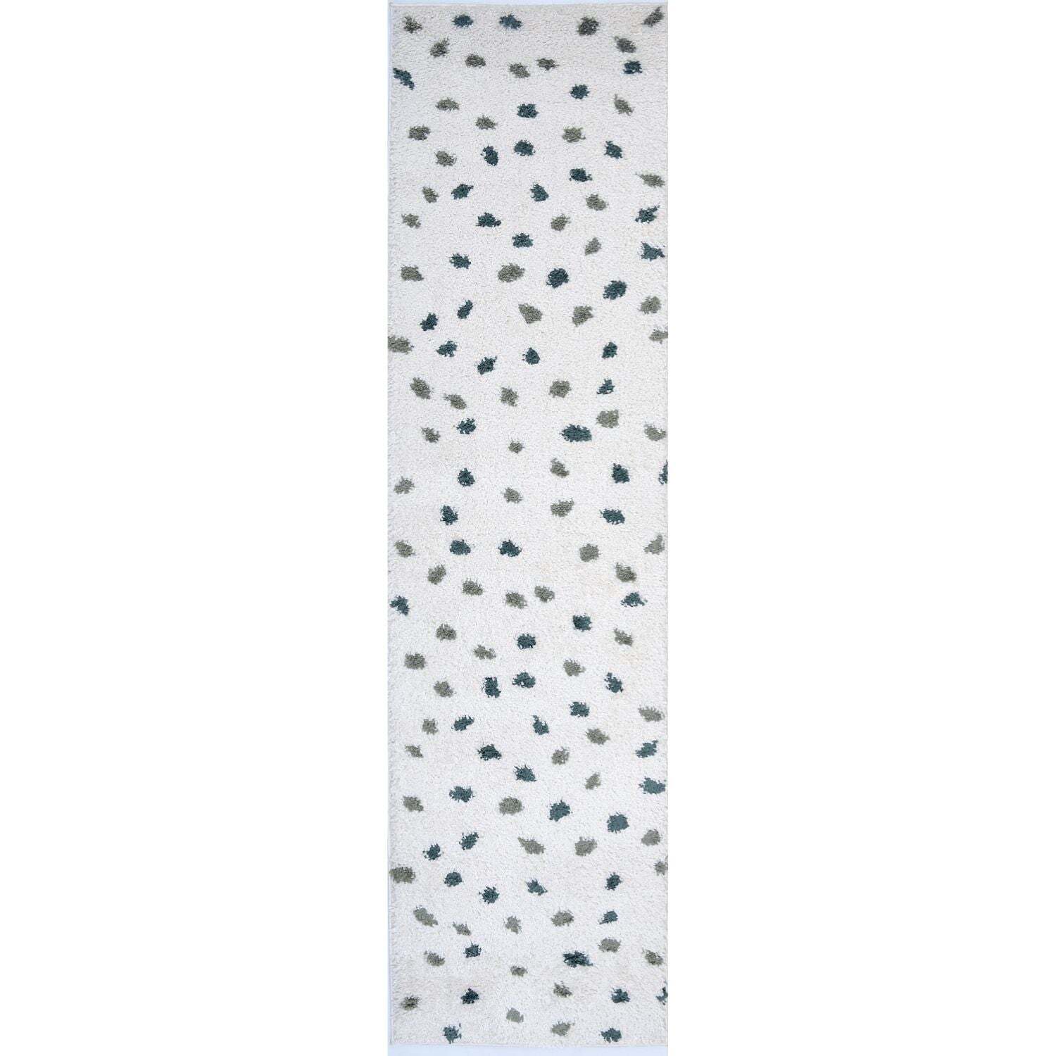 The Rugs Moodi Dots Design Patterned Shaggy Runner - Sage Green - Image 3