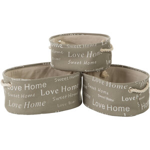 Panier Set Of Three Grey Oval Storage Baskets