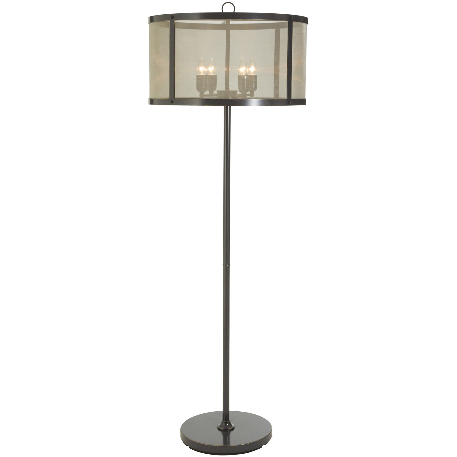 Hampstead Black Finish Floor Lamp With Gauze Shade - Black