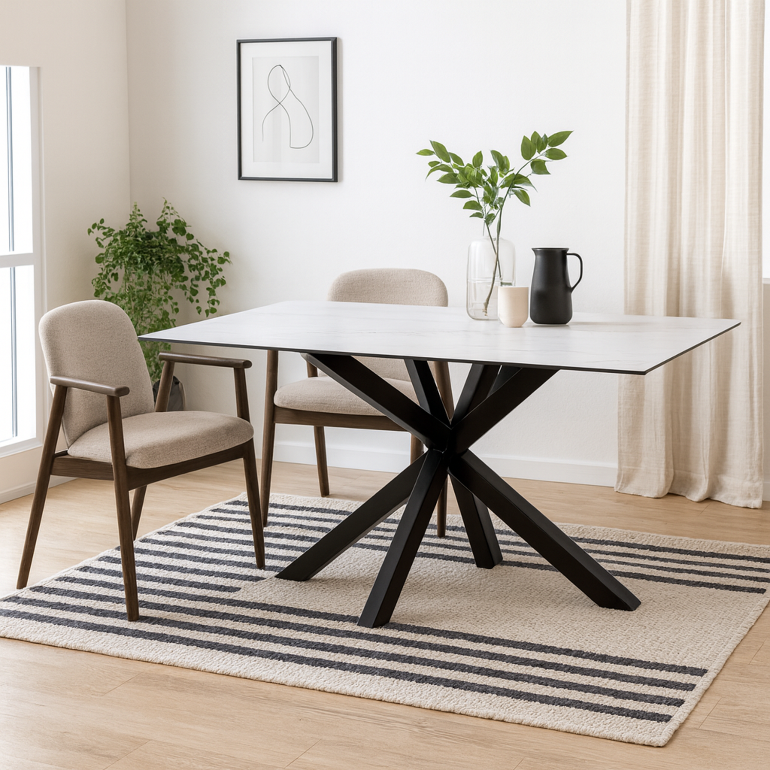 Perth Ceramic Dining Table Seats 6 - White