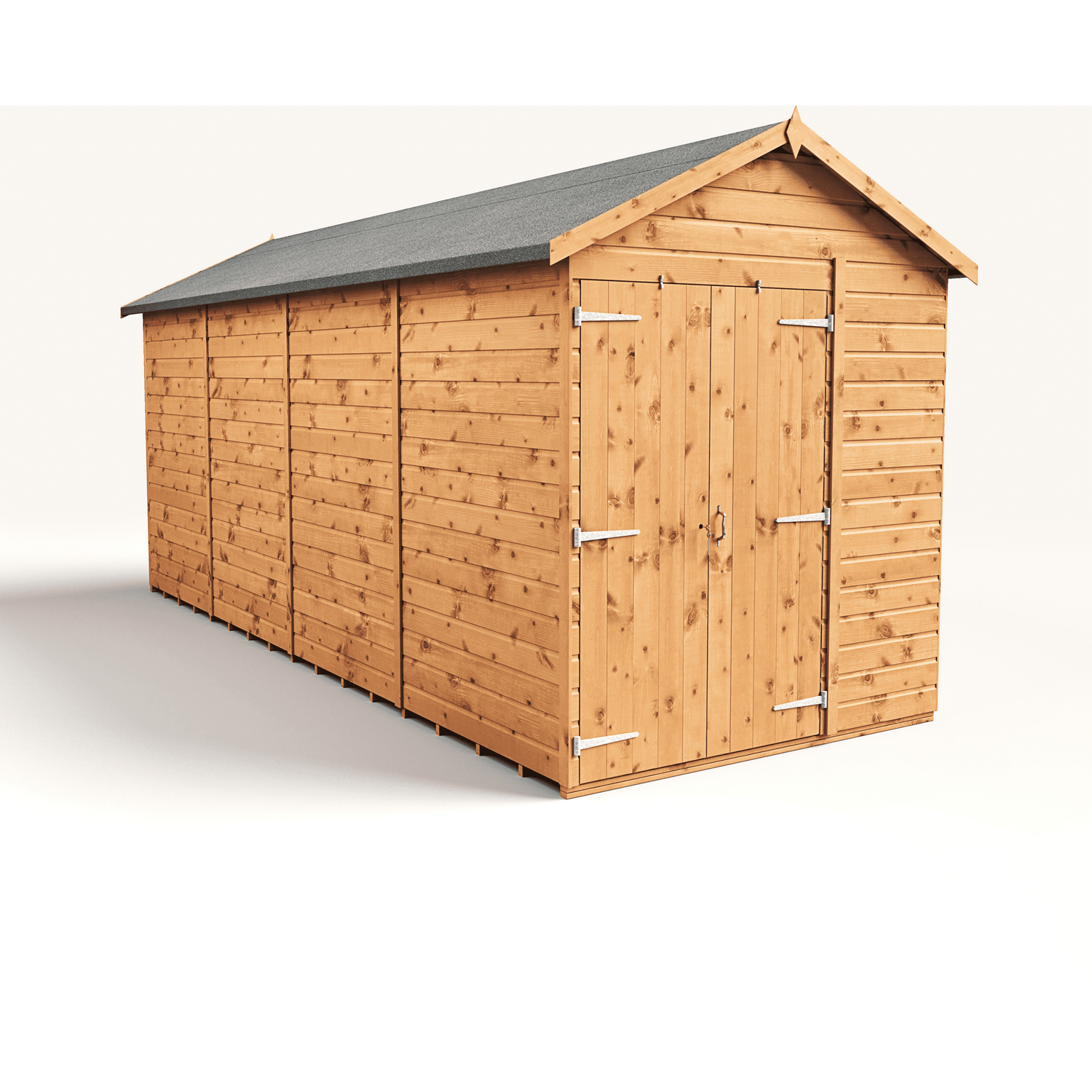 Empire 6x16 Modular Apex Garden Shed with a Double Door - Brown