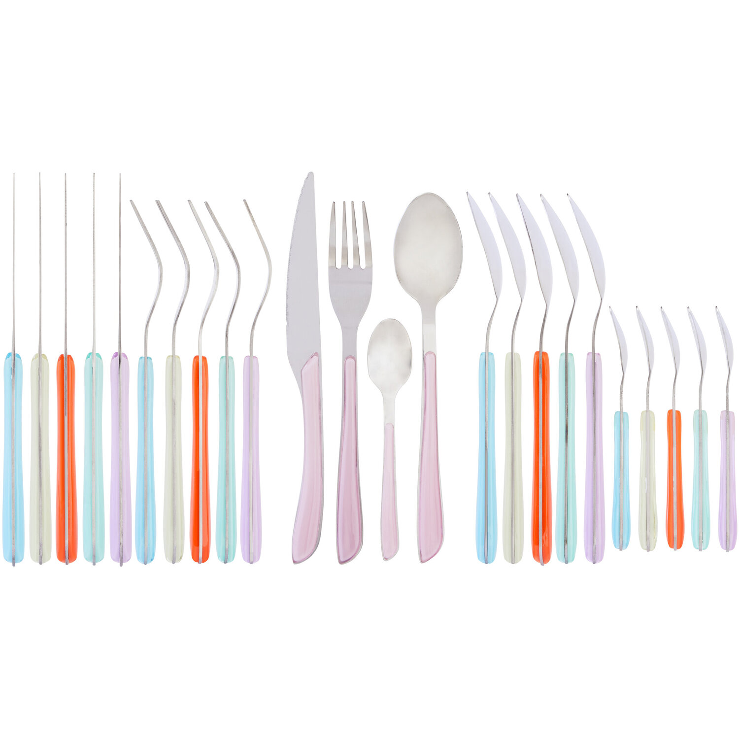 Zuma 24 Piece Multi Pastel Coloured Cutlery - Multicolour