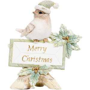 Scandi Merry Christmas Robin Ornament