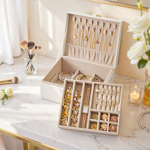 SONGMICS Jewellery Box Organiser, 2-Layer Jewellery Storage Case