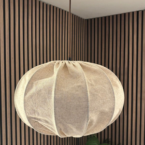 CGC Serafina Large Oval Oatmeal Loose Linen Fabric Lampshade