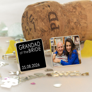 Personalised Wedding Party Role Photo Upload Cufflinks - Silver Finish