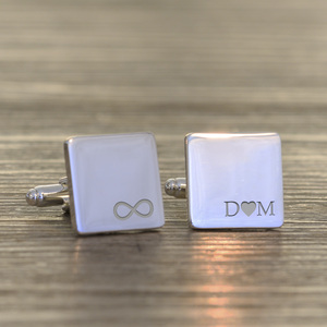 Personalised Infinity & Initials Cufflinks - Silver Finish