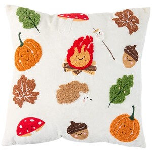 Autumn Friends Embroidered Cushion