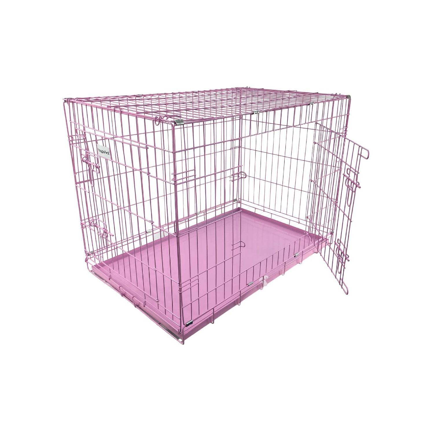 HugglePets Dog Cage - Pink, Large - Pink / 61cm