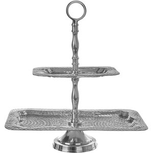 Bailey 2 Tier Hammered Aluminium Cake Stand