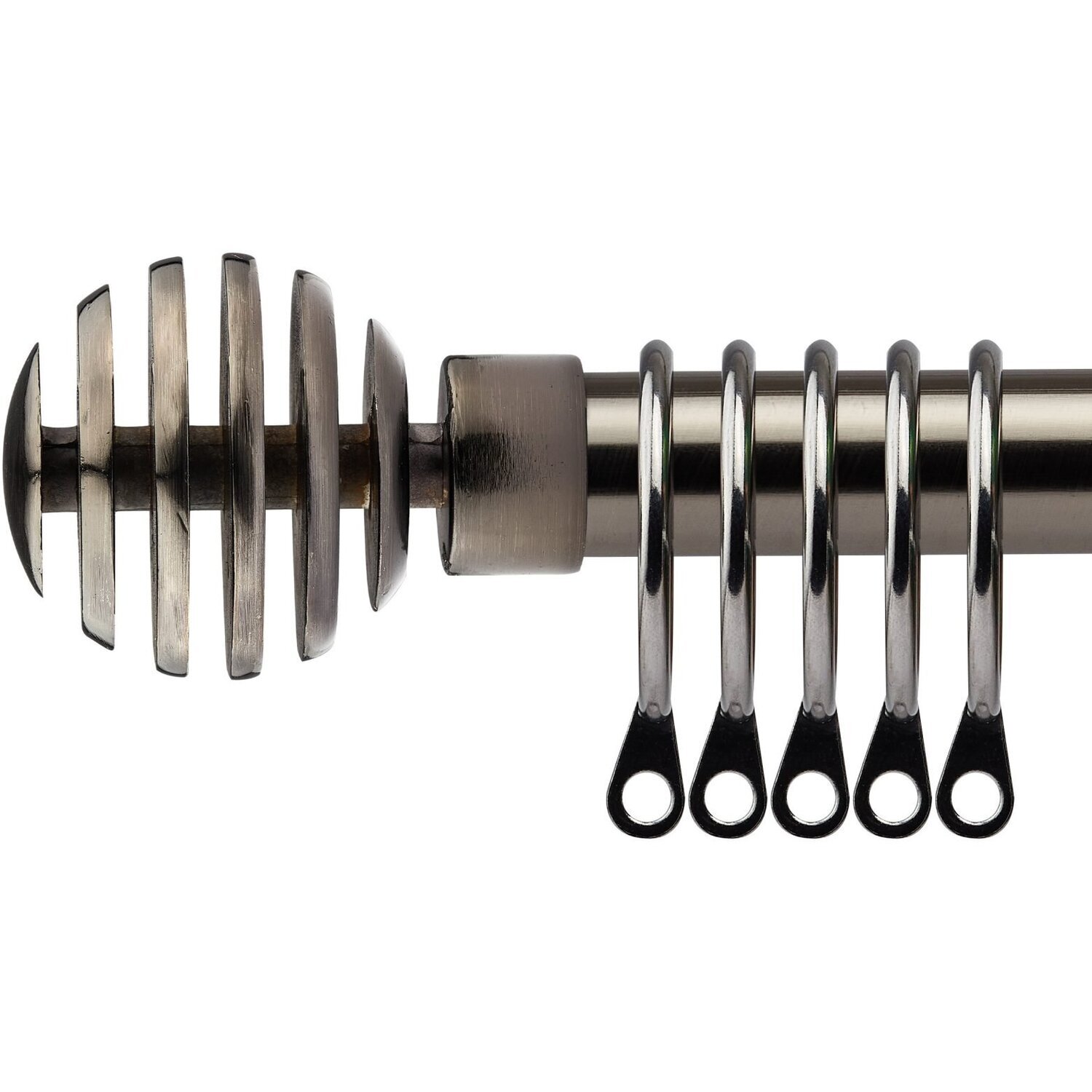 16-19mm Geneva Extendable Durable Metal Curtain Pole Set - Black Silk / 160cm