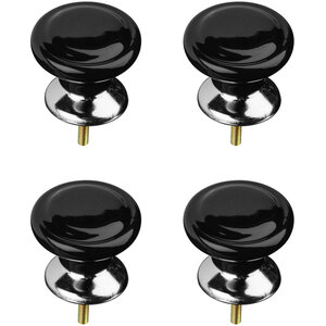 Set of 4 Classic Design Black Ceramic Drawer Knobs