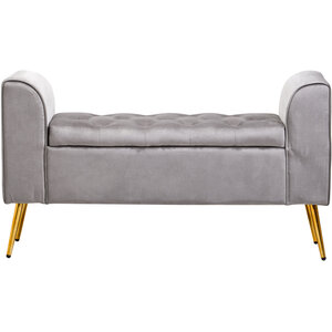 Loretta Grey Velvet Ottoman Storage Bench