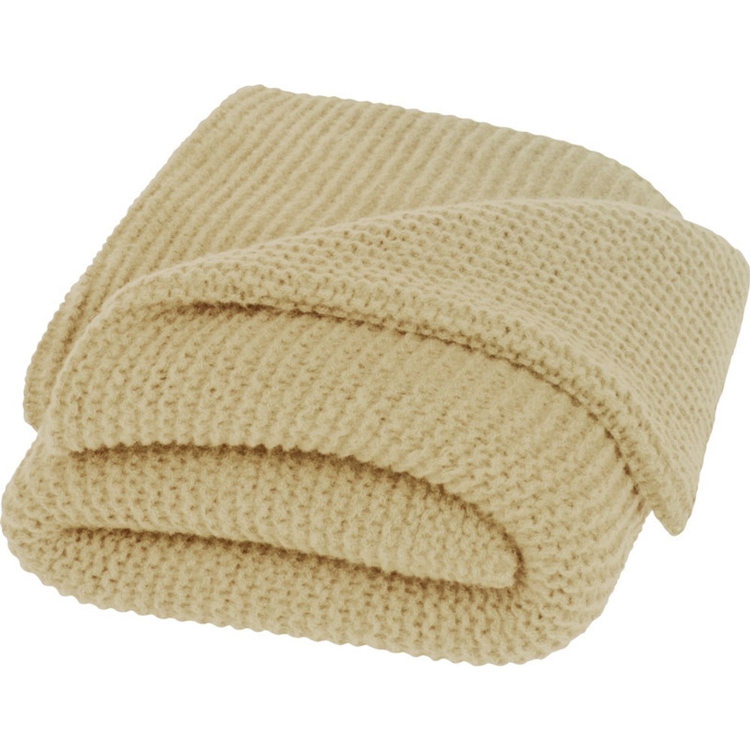 Seasons Suzy Polyester Knitted Blanket in Beige