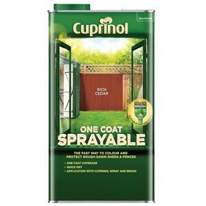 Cuprinol One Coat Sprayable Fence Treatment Rich Cedar 5 Litre - 5355974