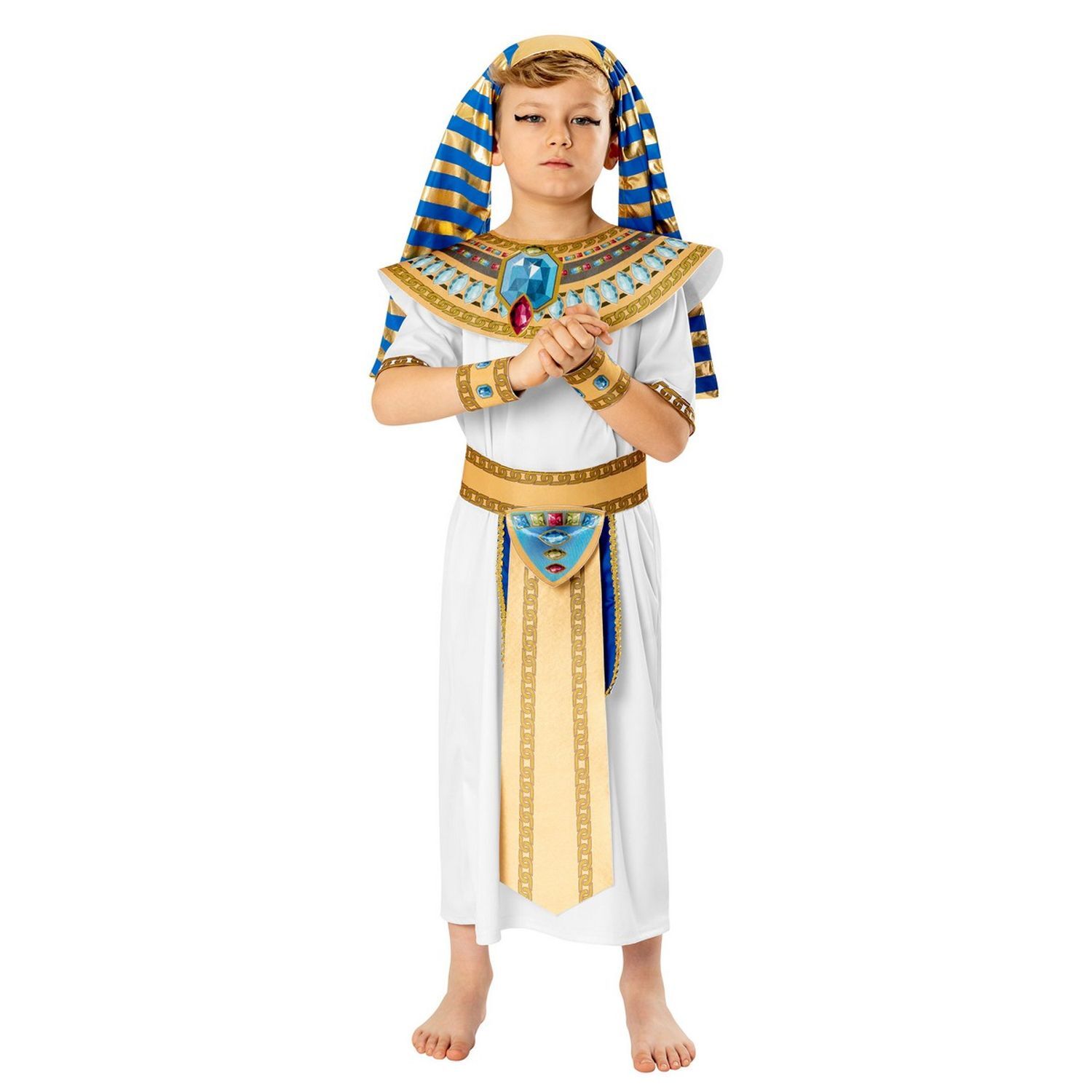 Bristol Novelty Boys Pharaoh Costume - Blue/White / 5+ / One_size