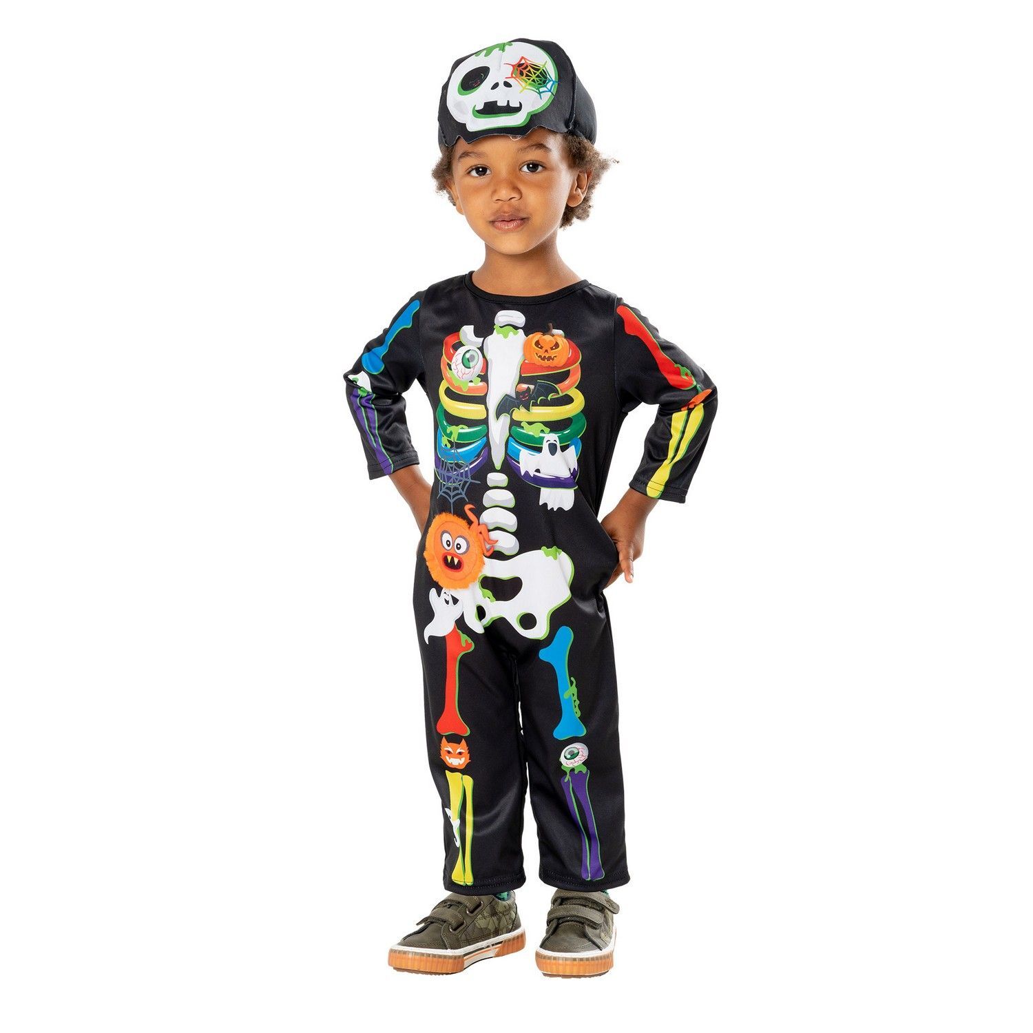Bristol Novelty Childrens/Kids Rainbow Skeleton Costume - Black