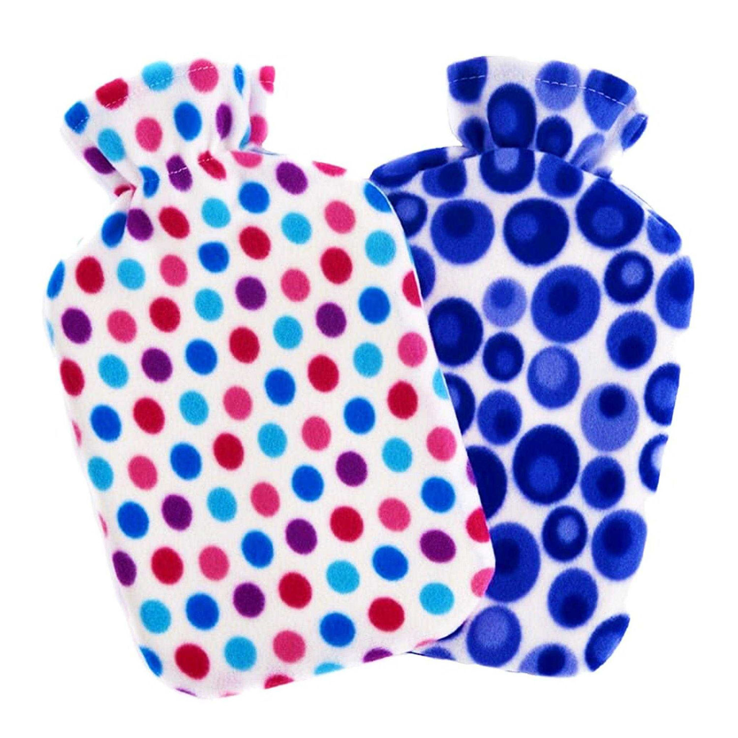 K Collection Dotted 2L Hot Water Bottle And Cover (Pack Of 2) - Blue/White/Multicoloured