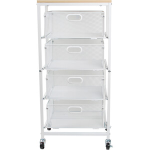 Wood Effect and Mesh Storage Cart