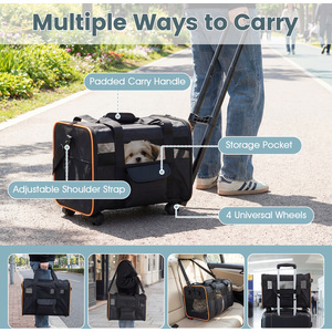 Rolling Pet Carrier with Washable Pad