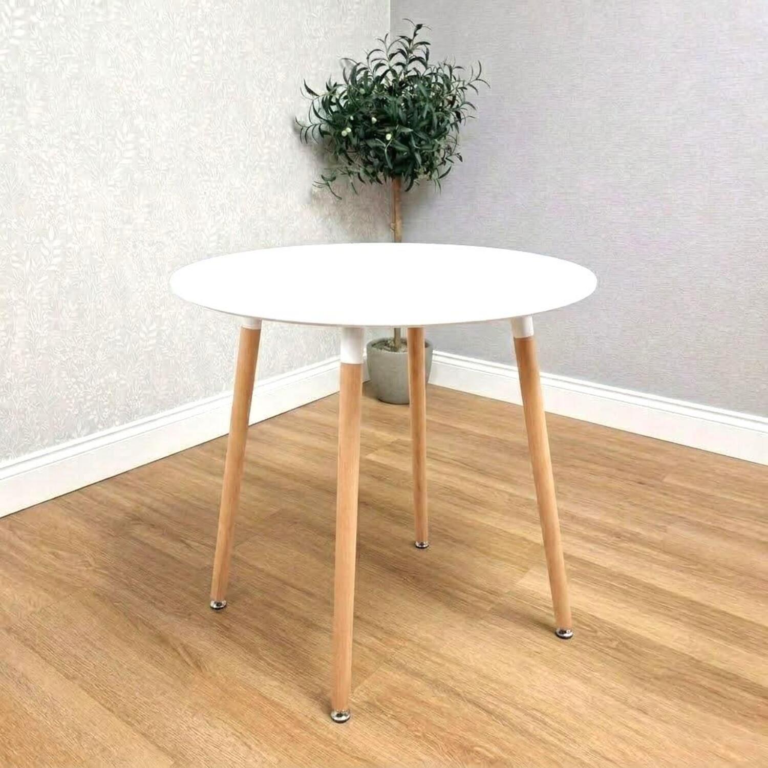 Kosy Koala Modern Round Glass Dining Table 90Cm With Metal Legs Tempered Glass Top Coffee Table For Dining Room - White