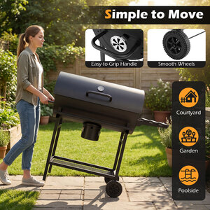 Outdoor Smoker Grill Combo with Thermometer