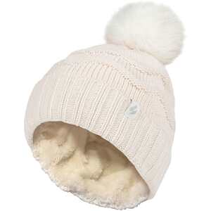 Ladies Zig Zag Turnover Thermal Pom Pom Hat for Winter