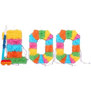 100th Birthday Pinata Set with Stick & Blindfold - Blue Stick