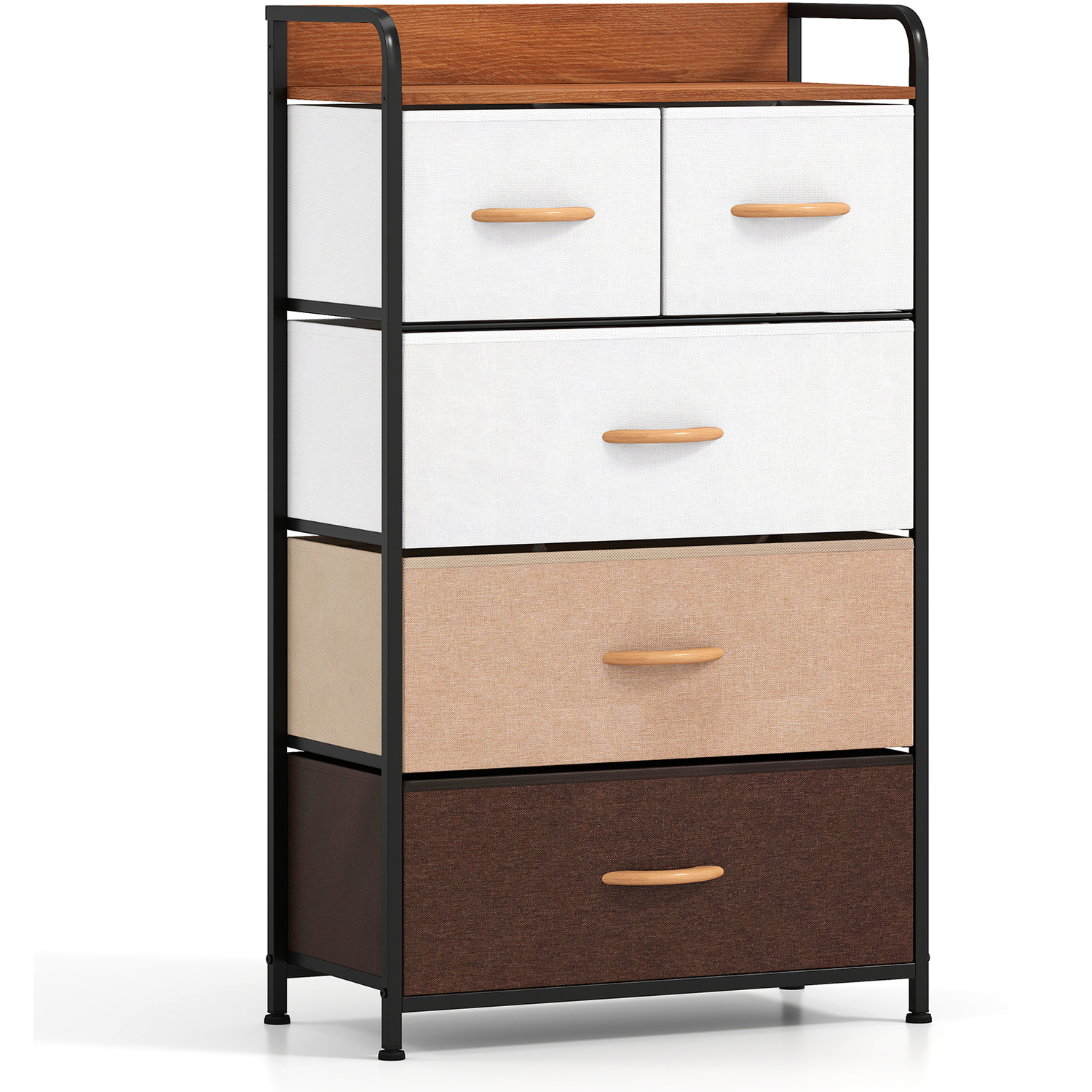 Costway 5-Drawer Fabric Dresser - Brown