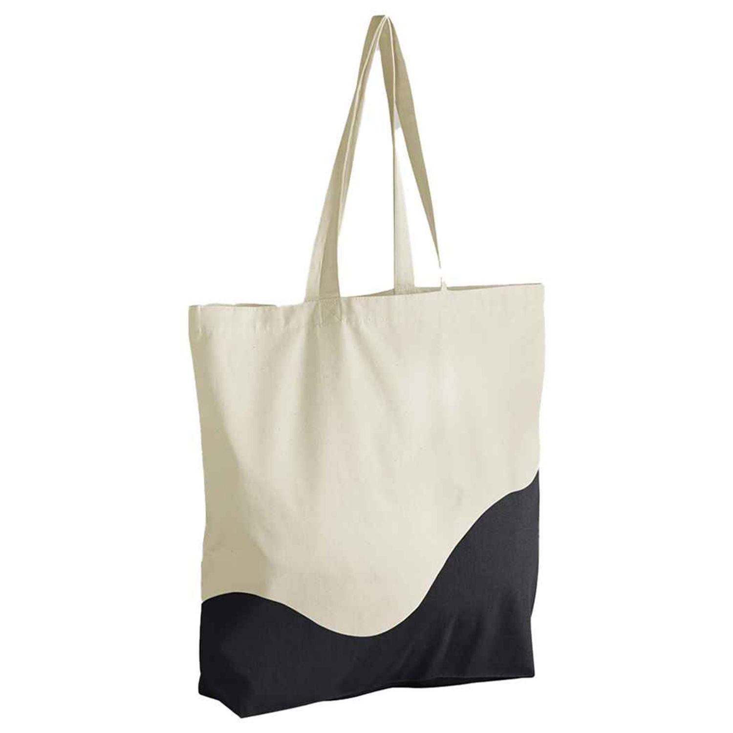 Westford Mill Unisex Adult Wave Organic Cotton Maxi Tote Bag - Natural/Black / Cotton / 1.0Cm