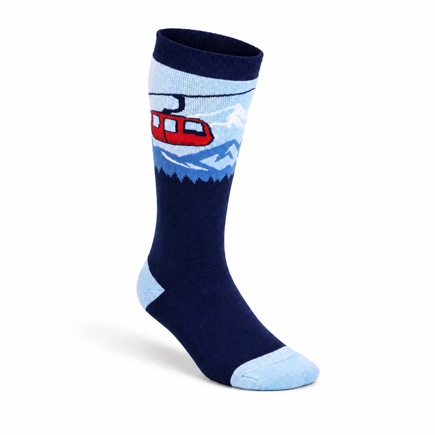Lotus Ski Cable Car Ski Socks - Navy Blue / Light Blue / Red