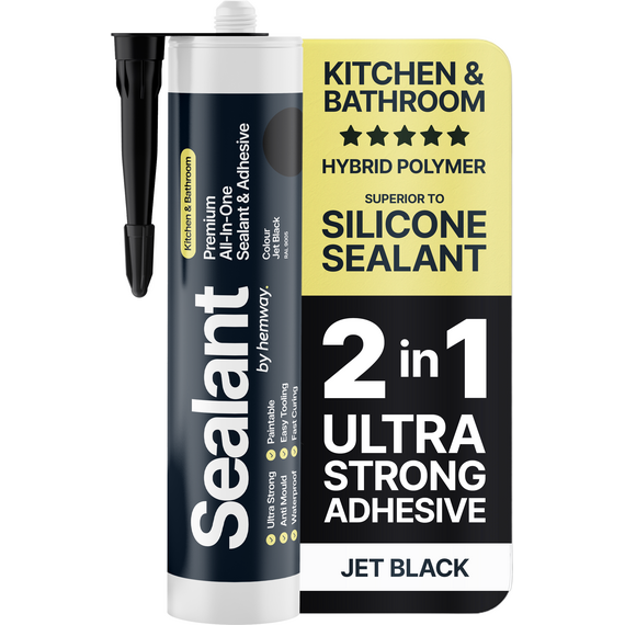 Hemway Hybrid Polymer Sealant & Adhesive Jet Black Kitchen Bathroom 1 Pack