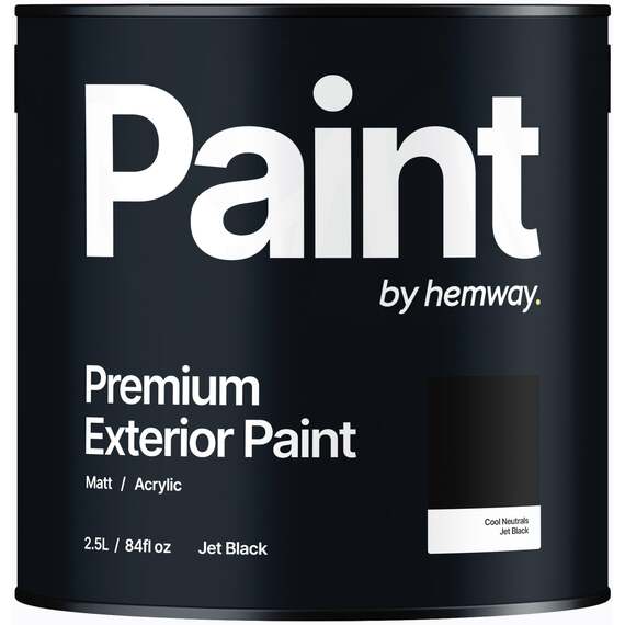 Hemway Jet Black Exterior Matt Acrylic Paint 2.5L