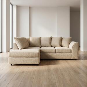 Harriet Boucle Fabric Left Facing Corner Sofa in Sand