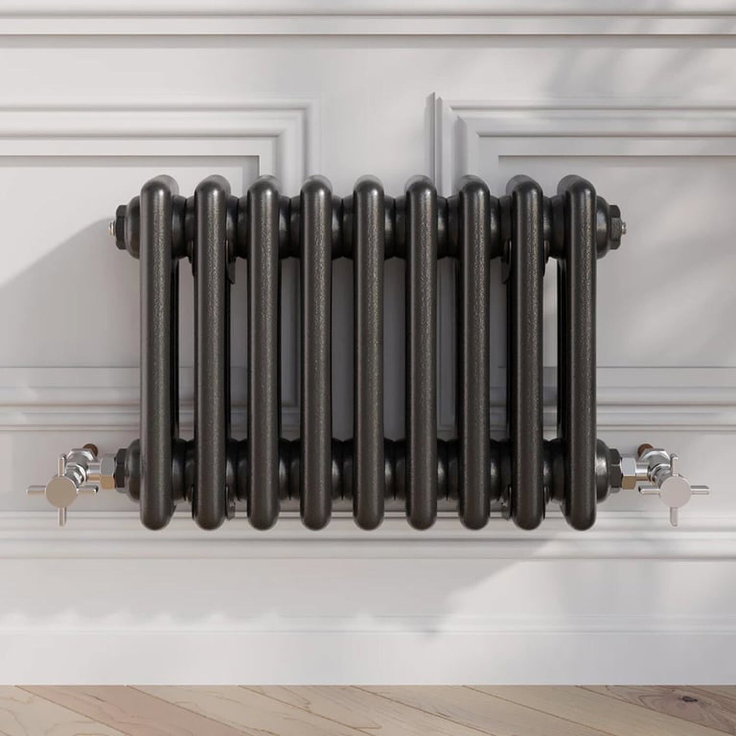 Temprazo Traditional Colosseum Double Bar Column Radiator Black 300 X 425Mm - Black / 425Mm / 300Mm / 100Mm