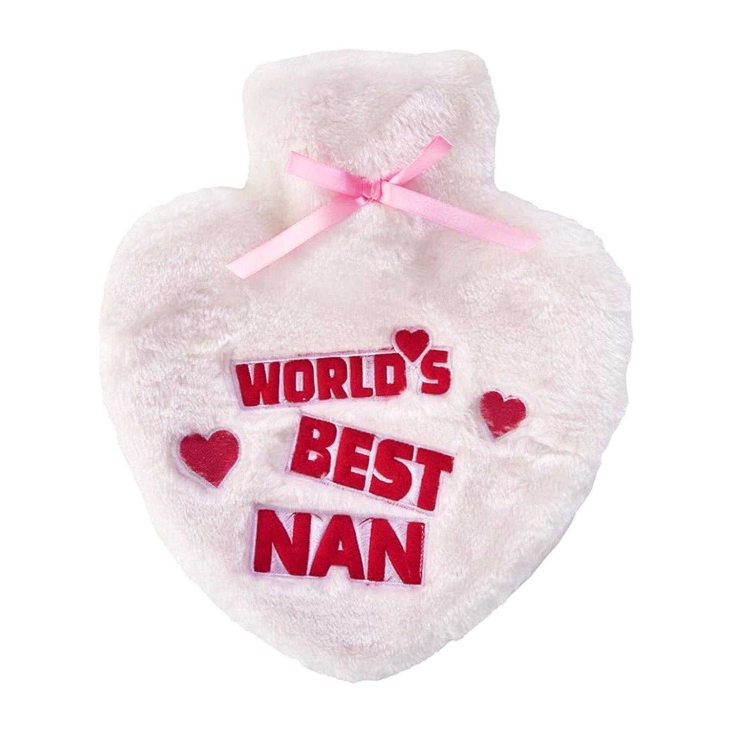 K Collection World´S Best Nan Heart 1L Hot Water Bottle And Cover - White/Pink