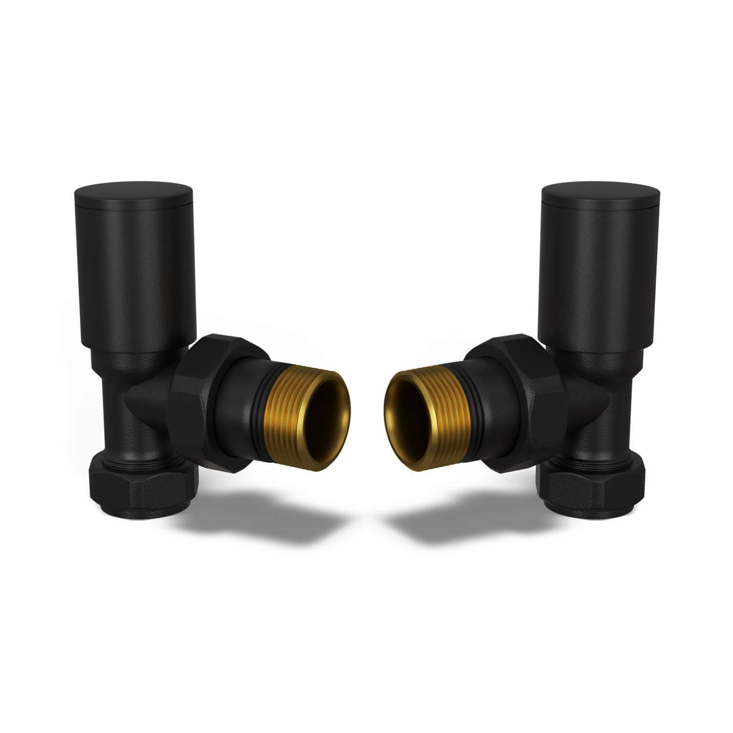 UK Radiators Round Thermostatic Radiator Valve 1/2" x 15mm - Brass TRV | Black Finish - Pair of Valves Included - Solid Brass 1/2" x 15mm Angled - Manual Control - Image 3