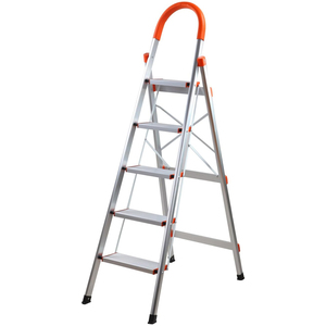 TUFFMATE Folding Aluminium 5 Step Ladder - Portable Hop-Up Stool
