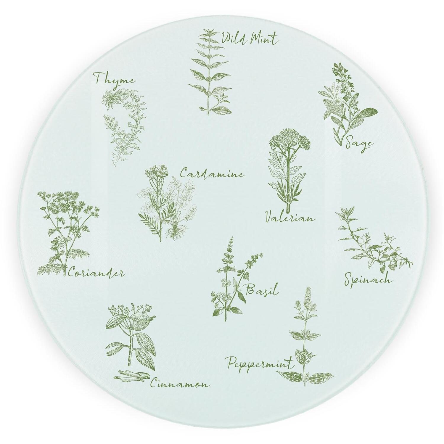 Image of Green Herbs Round Worktop Protector -&hellip;