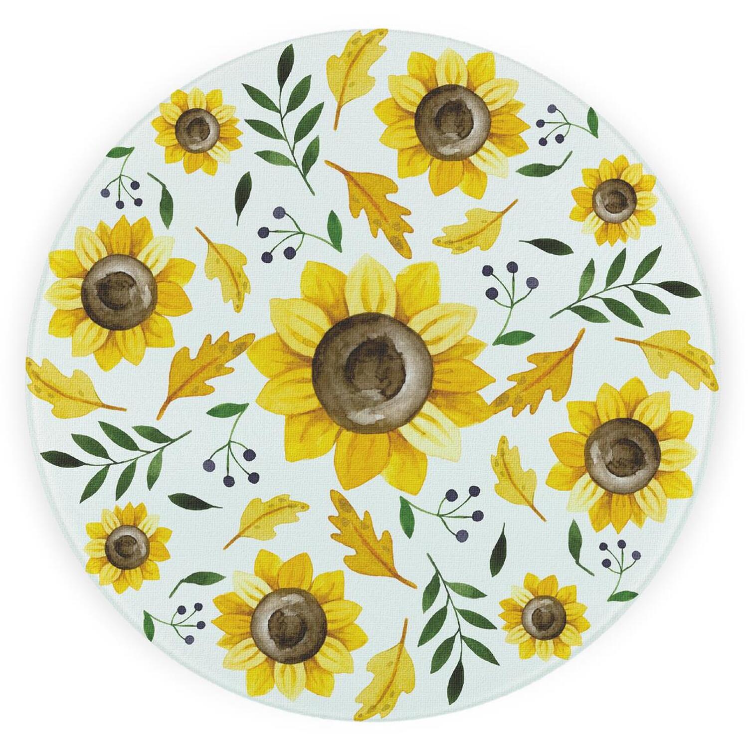 Image of Sunflowers Textured Glass Round Trivet -&hellip;