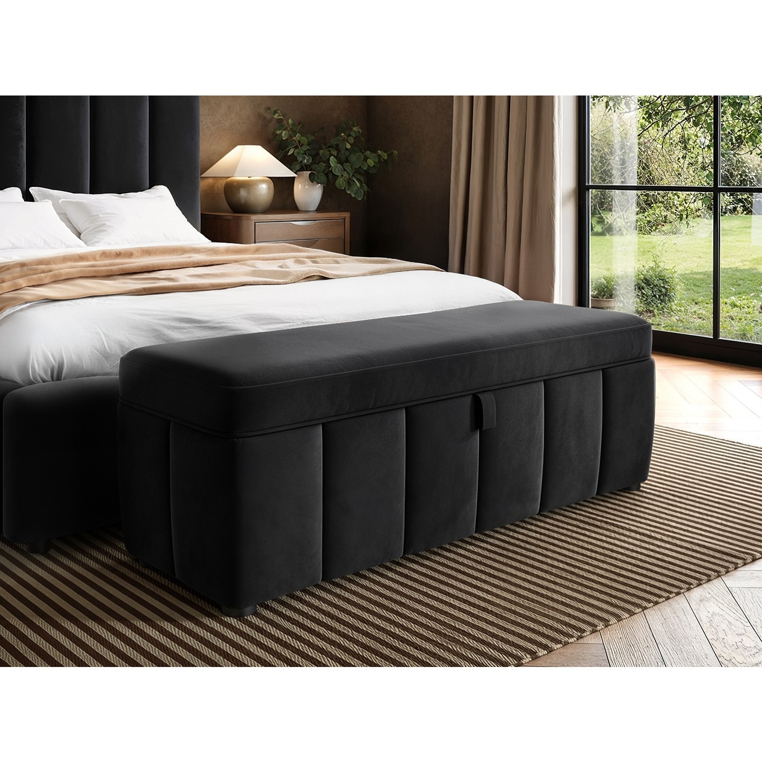 Solace+Co Emilie Ottoman Blanket Box - Black