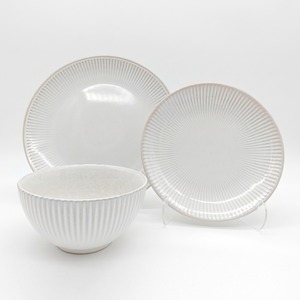 Reactive Cream Glaze Dinner Set Plates Bowls Set