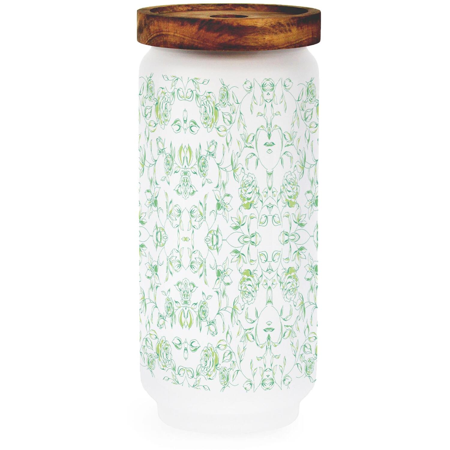 Image of Green Floral Painted Roses Large Glass&hellip;