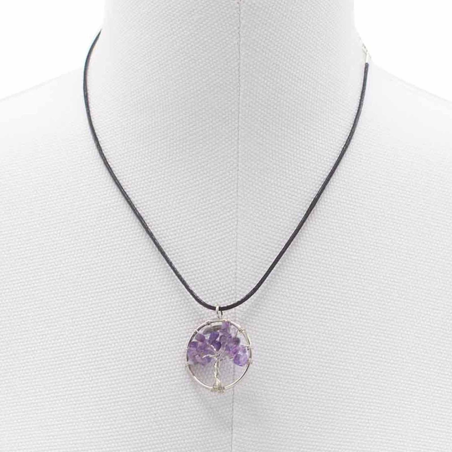 Tree of Life Pendant Jewelry in Amethyst for Spiritual, Healing - Purple