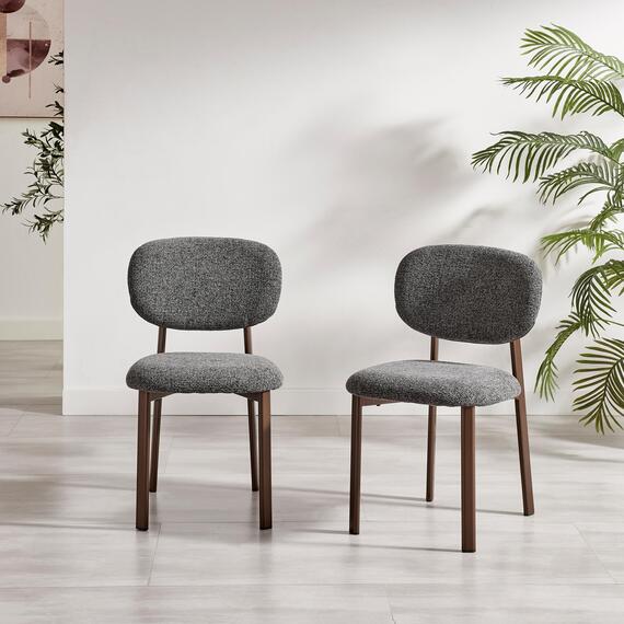 2x Mirelle Fabric Dining Chairs Bronze Legs