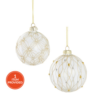 Gold Glitter Pearl Beaded Bauble
