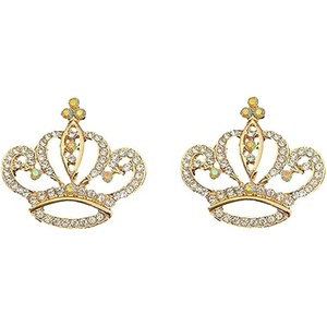 Pack of 2 Sparkling Crown Jewel Embellishments with AB Rhinestones and Clear Rhinestones